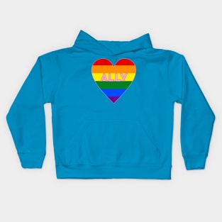 Ally Pride Flag Heart Kids Hoodie